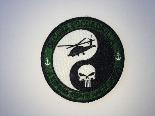 Parche bordado 10ª Escuadrilla calavera verde con velcro