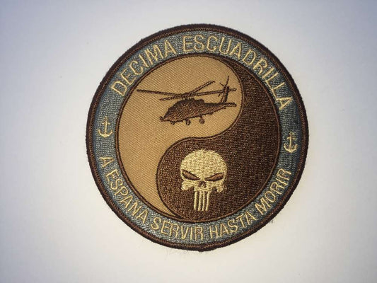 Parche bordado 10ª Escuadrilla calavera árido con velcro
