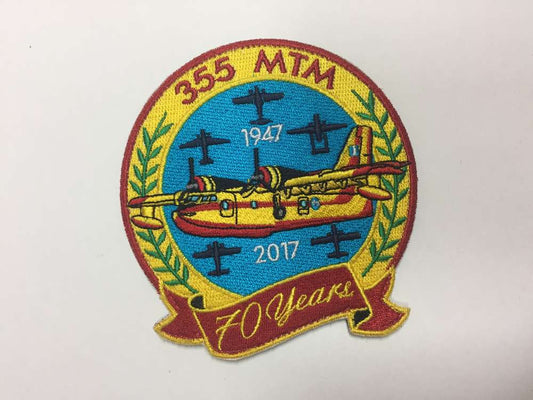 Parche bordado . Única unidad coleccionista. Grecia CL-215 355 MTM, 70 años. 10 cm con velcro