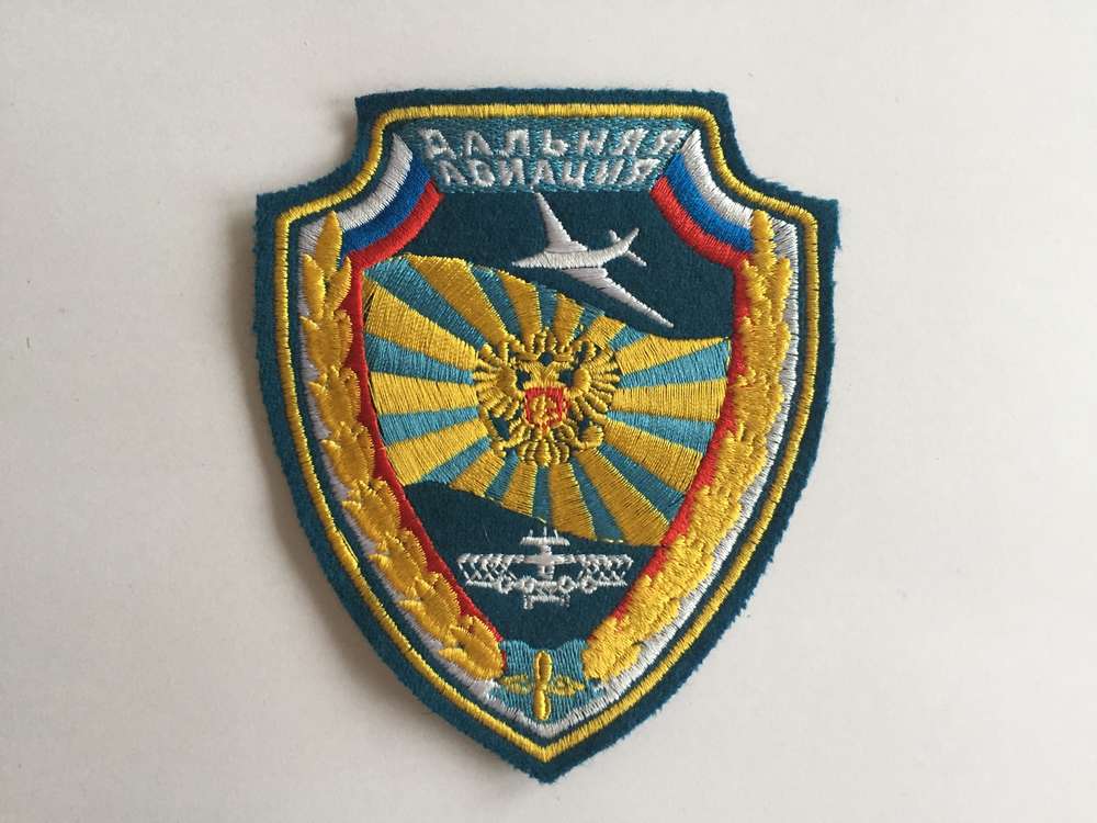 Parche bordado. Única unidad coleccionista. Emblema bombarderos Fuerza Aérea Rusa. 11,5 cm