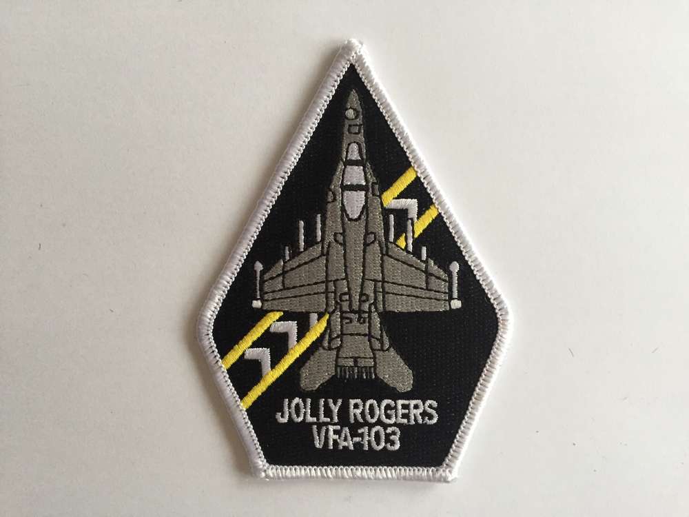 Parche bordado. Única unidad coleccionista. F-16 Jolly Rogers VFA-103. 11 cm