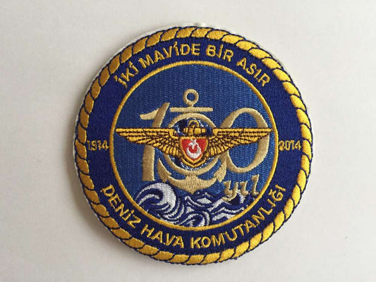 Parche bordado. Única unidad coleccionista. Turkish Maritime Air Command 100 years. 9 cm con velcro