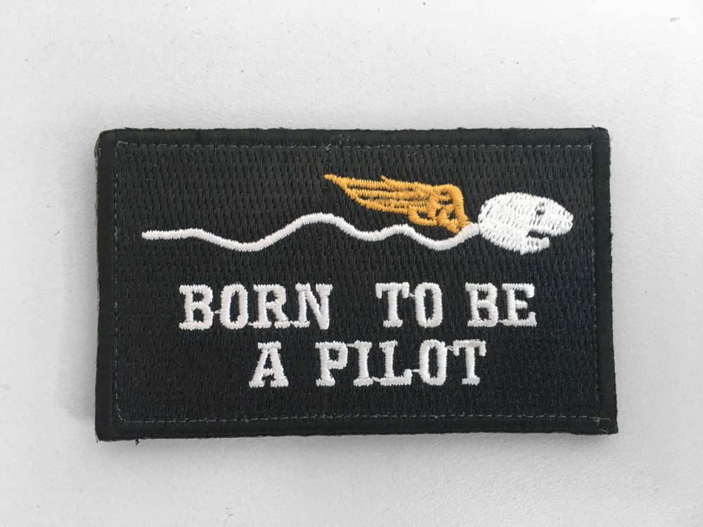 Parche Bordado BORN TO BE A PILOT con velcro