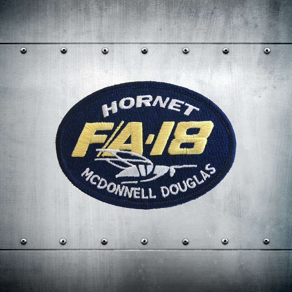 Parche oficial programa F/A-18 fondo azul con velcro
