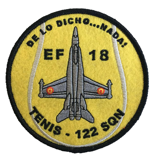 Parche Tenis Ala 12 122 SQN fieltro amarillo con velcro - Escuadrón F-18 Hornet