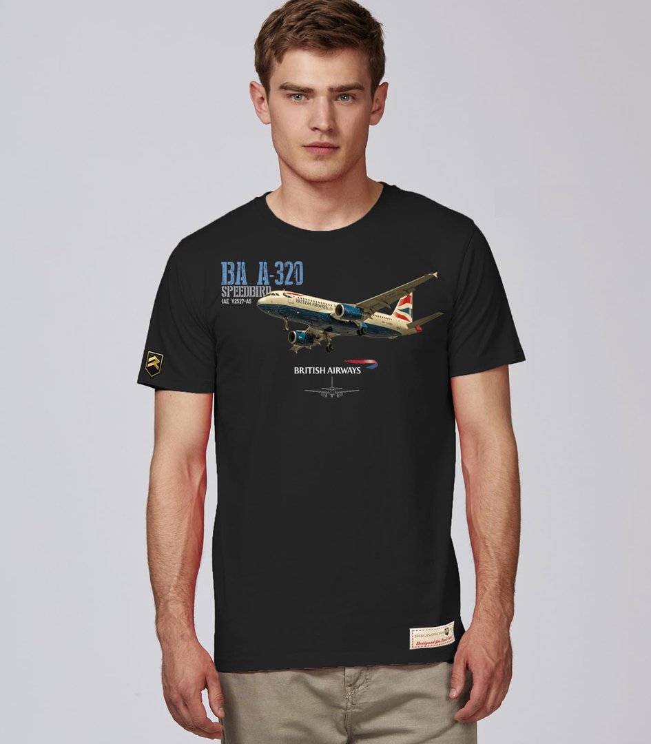 Camiseta Airbus A320 British Airways Premium negra - Escuadrones®
