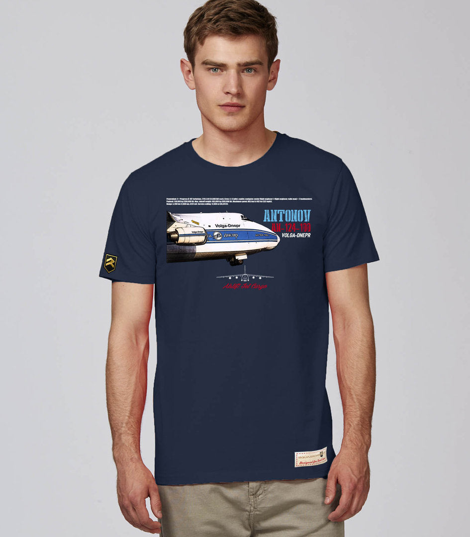 Camiseta Antonov An-124-100 PREMIUM color azul marino - Aviación de carga
