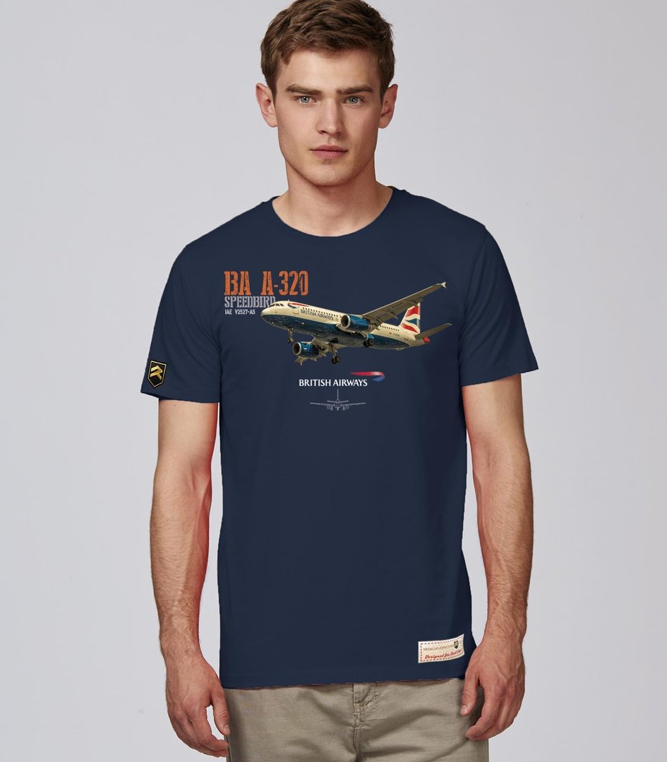 Camiseta Airbus A320 British Airways Premium azul marino - Escuadrones®
