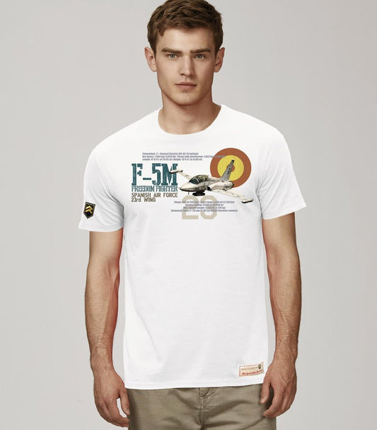 Camiseta F-5M ALA 23 PREMIUM color blanco - Caza ligero aviación española
