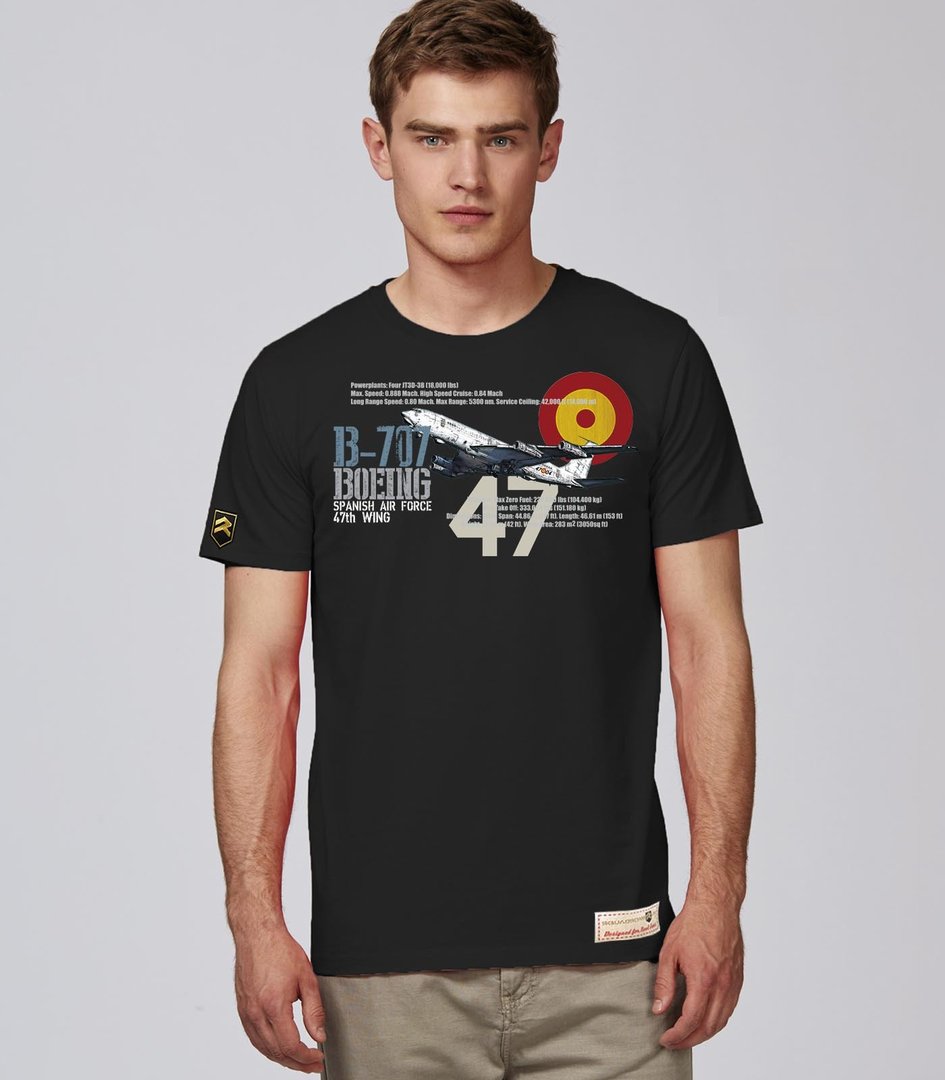 Camiseta B-707 Boeing 47 Grupo PREMIUM color negro - Aviación militar española
