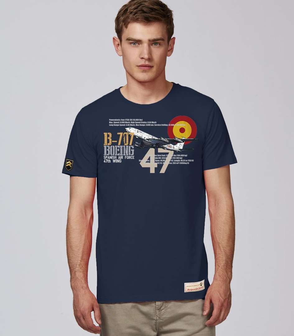 Camiseta B-707 Boeing 47 Grupo PREMIUM color azul marino - Aviación militar española
