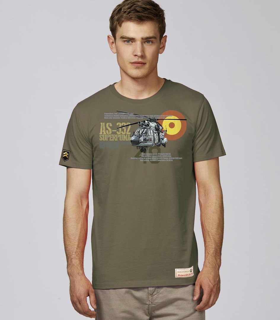 Camiseta AS-332 Superpuma HELISAF PREMIUM color caqui - Aviación Ejército de Tierra
