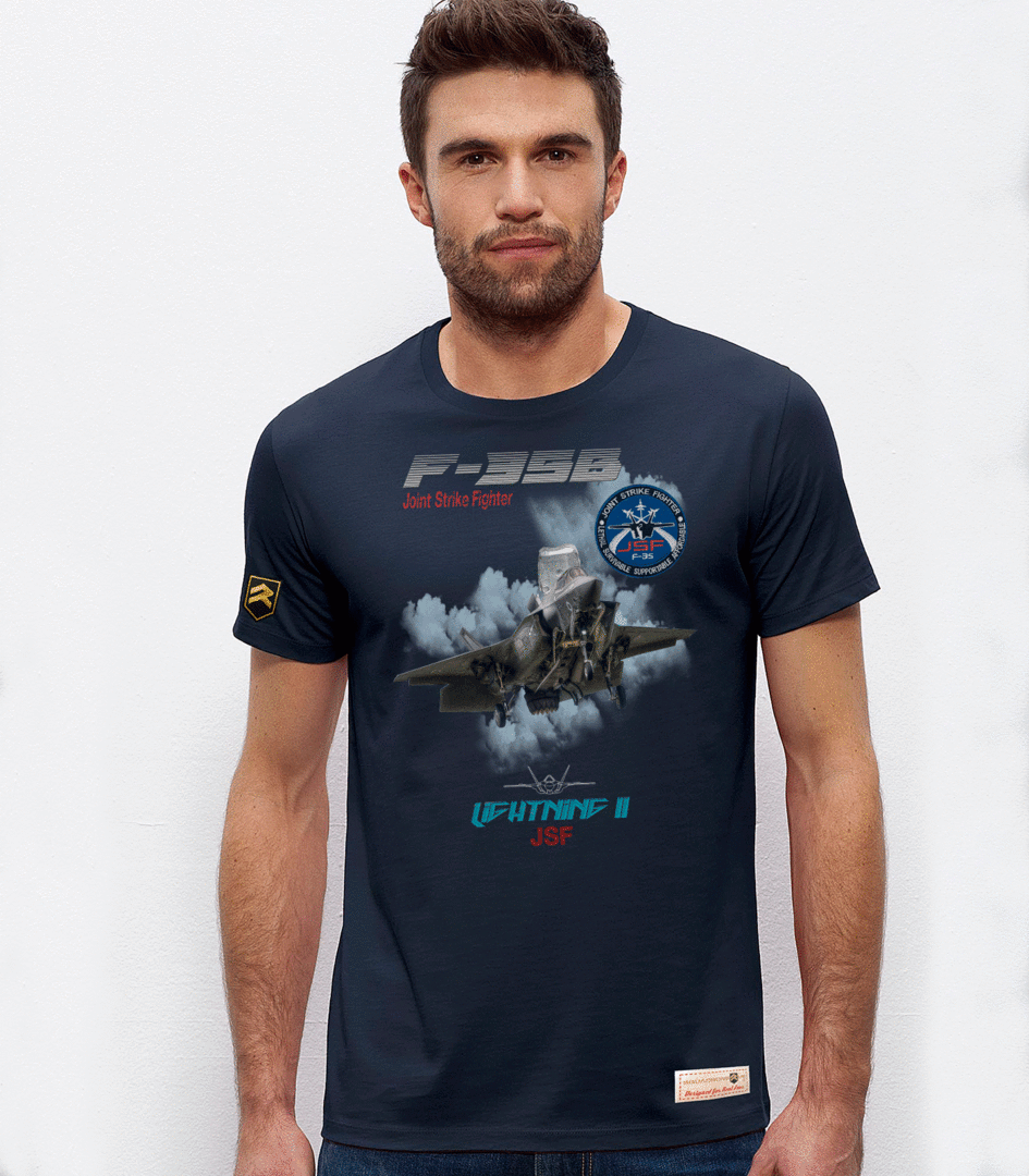 Camiseta F-35B Lightning II premium azul marino - Caza furtivo STOVL USMC quinta generación
