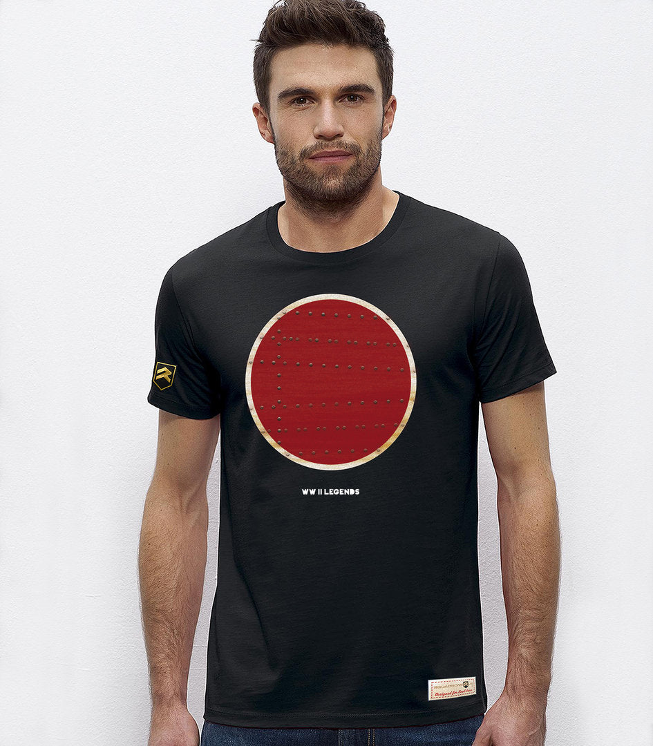 Camiseta WWII Legends Retro Japón Premium negro con logo bordado - Vista frontal
