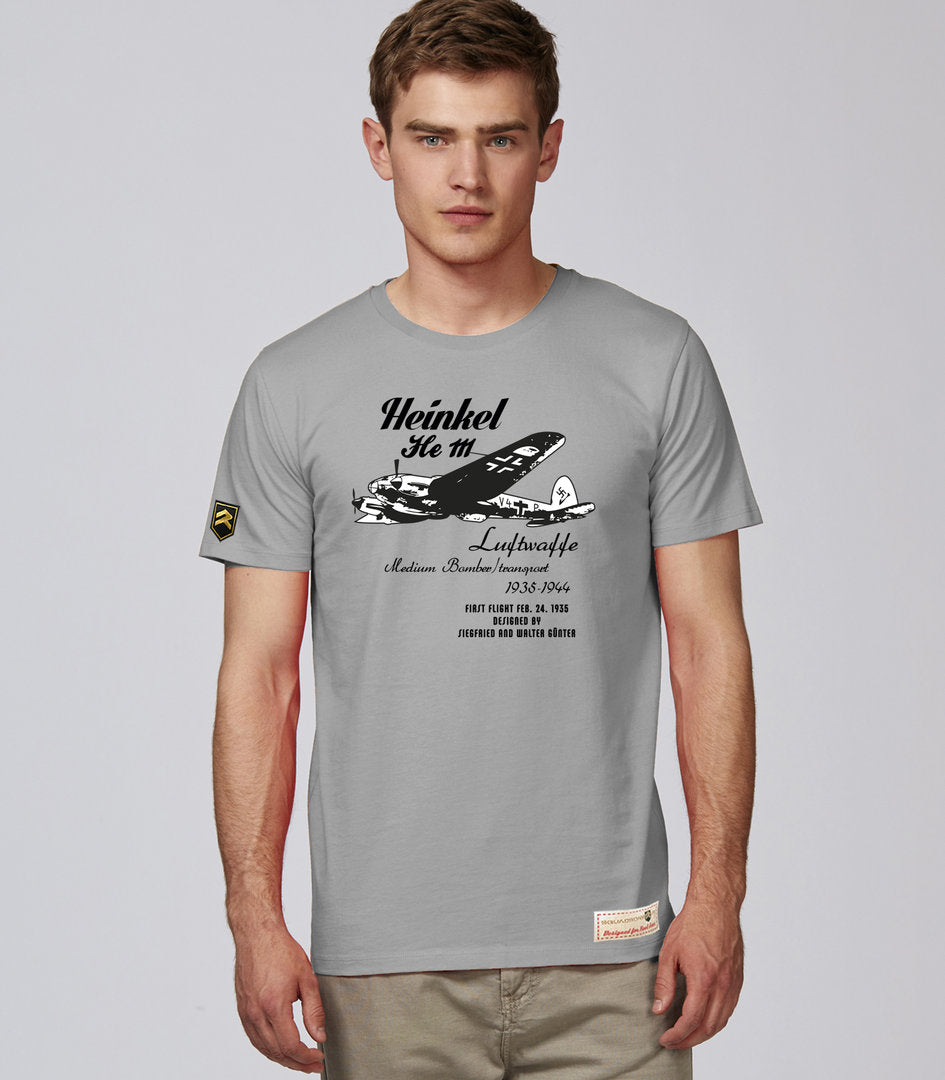 Camiseta Heinkel He 111 Luftwaffe WWII Retro Premium - Diseño vintage bombardero alemán morro acristalado
