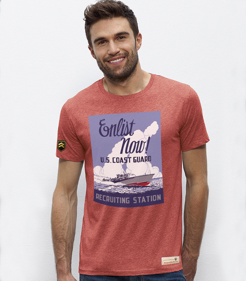 Camiseta militar U.S. Coast Guard WWII Premium azul marino - Diseño Guardia Costera Semper Paratus Segunda Guerra Mundial
