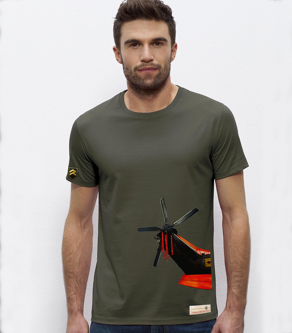 Camiseta militar PREMIUM Rotor Cola Helicóptero. Colección Colo