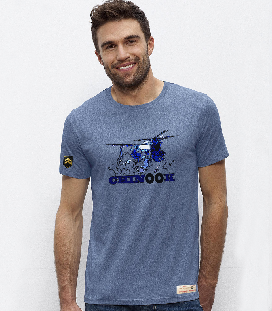 Camiseta premium Chinook azul jaspeado - CH-47 helicóptero transporte militar Colección COLO
