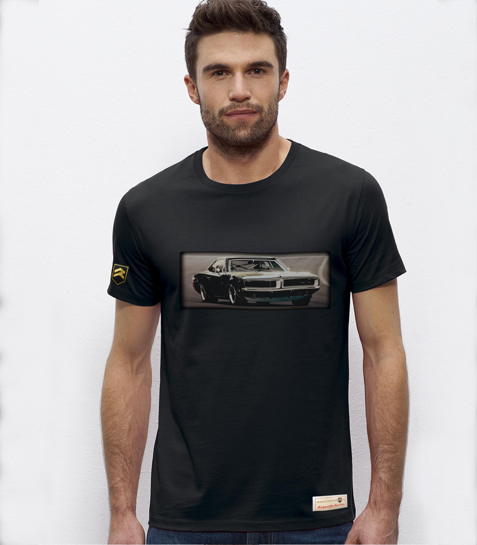 Camiseta Dodge Charger R/T Black Series color negro - Diseño muscle car americano
