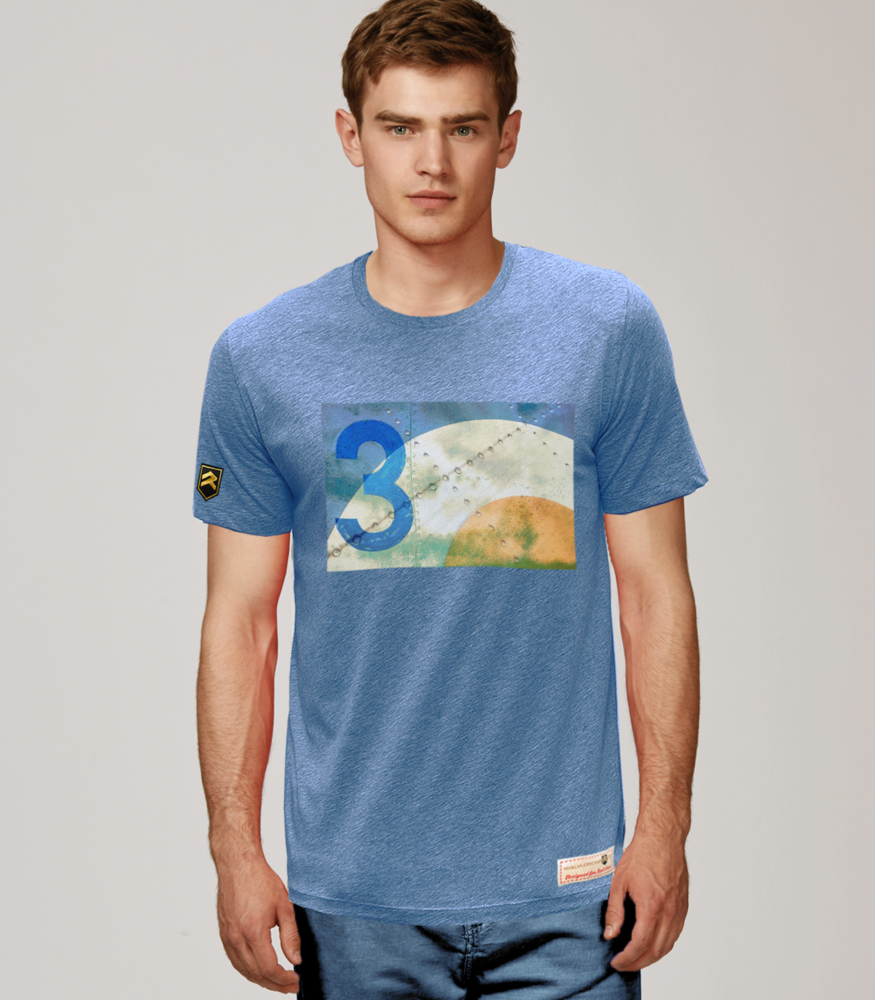 Camiseta militar PREMIUM Rusty RAF number 3 azul jaspeado