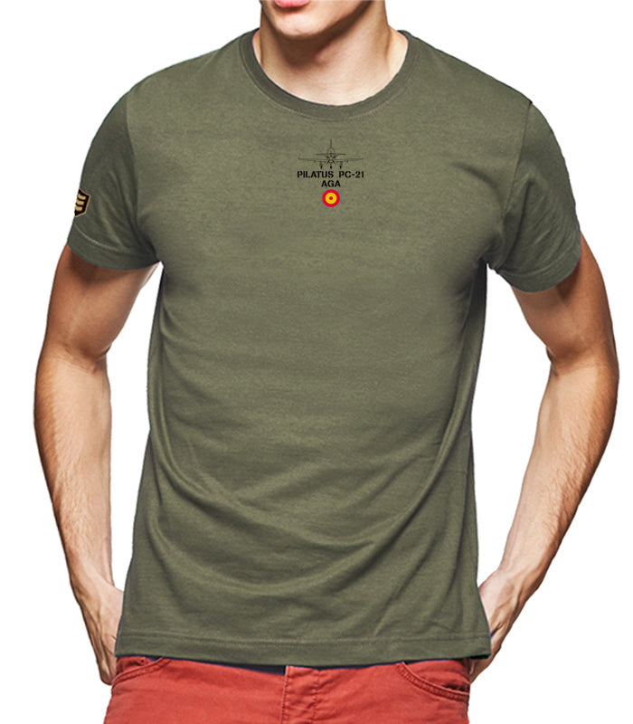 Camiseta militar Pilatus PC-21 AGA color Caqui - Academia General del Aire
