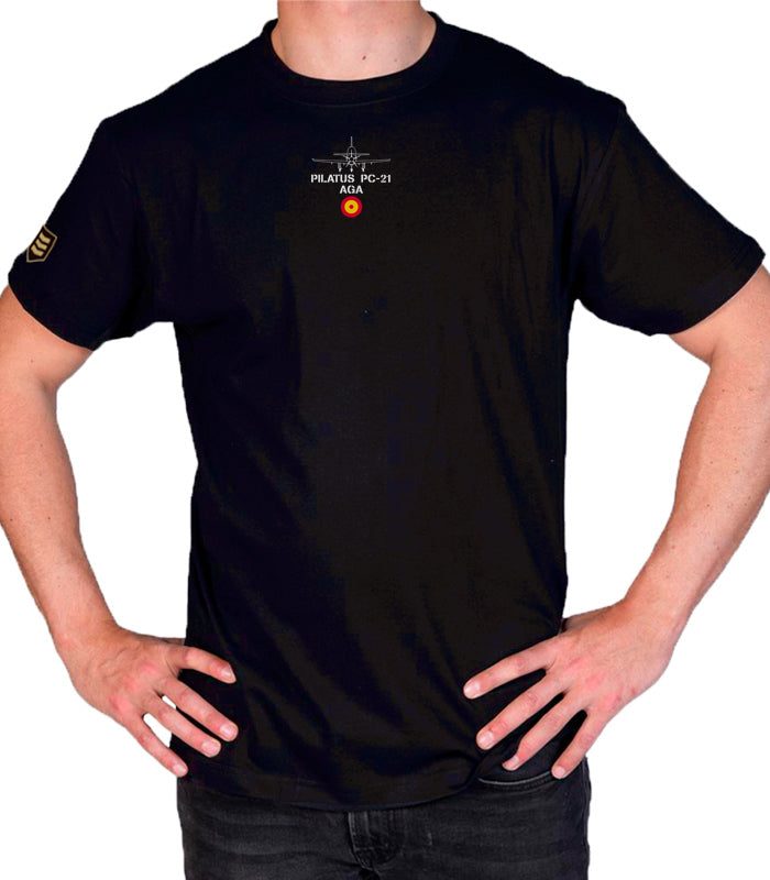 Camiseta militar Pilatus PC-21 AGA color Negro - Impresión HD alta definición
