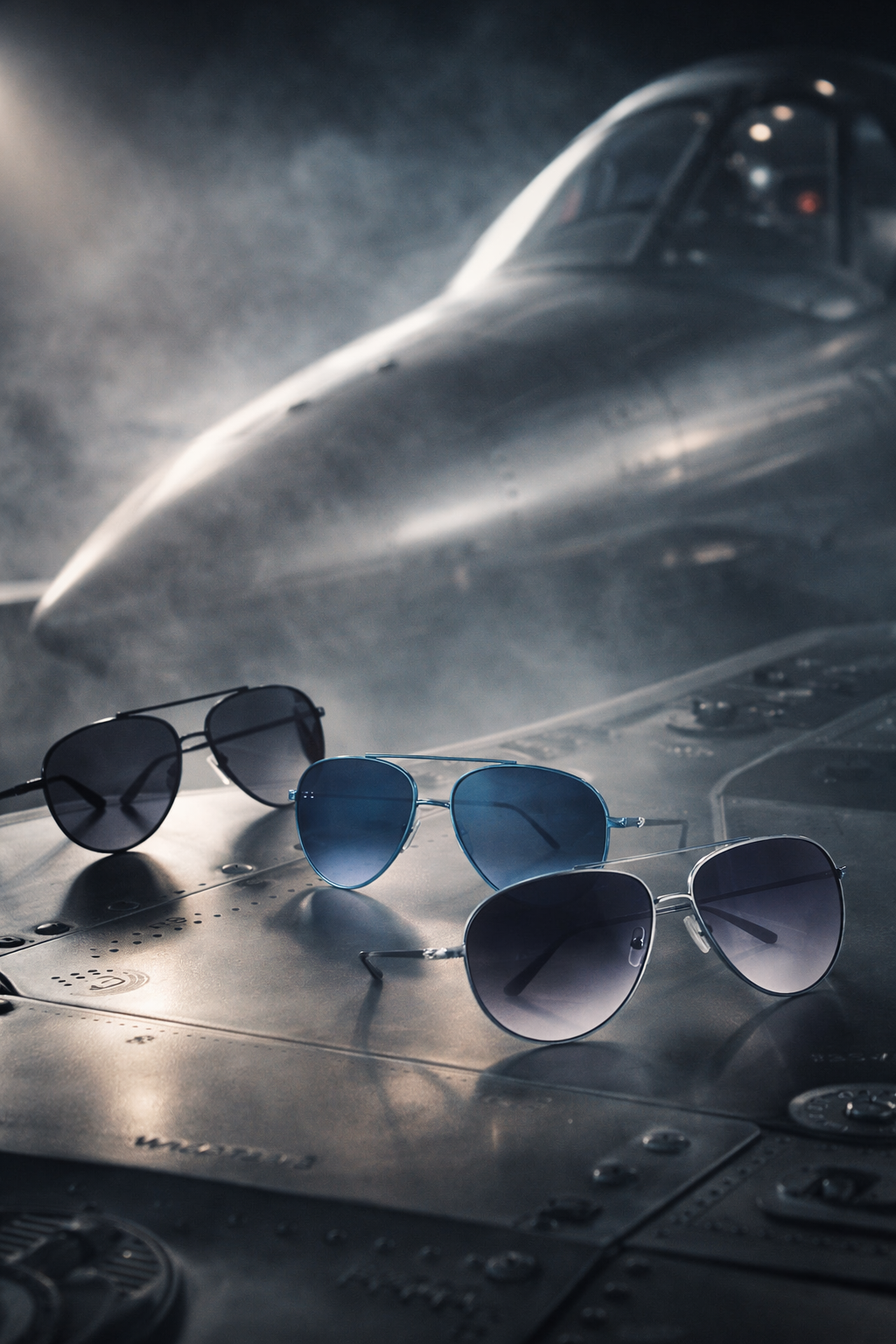 Gafas aviador Hudson vista alternativa PilotVisual 61 en negro con doble puente metálico y lentes degradadas
