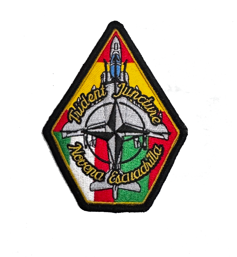 Parche bordado 9ª Escuadrilla Harrier Trident Juncture - Emblema con reverso termoadhesivo, 10 x 7,5 cm
