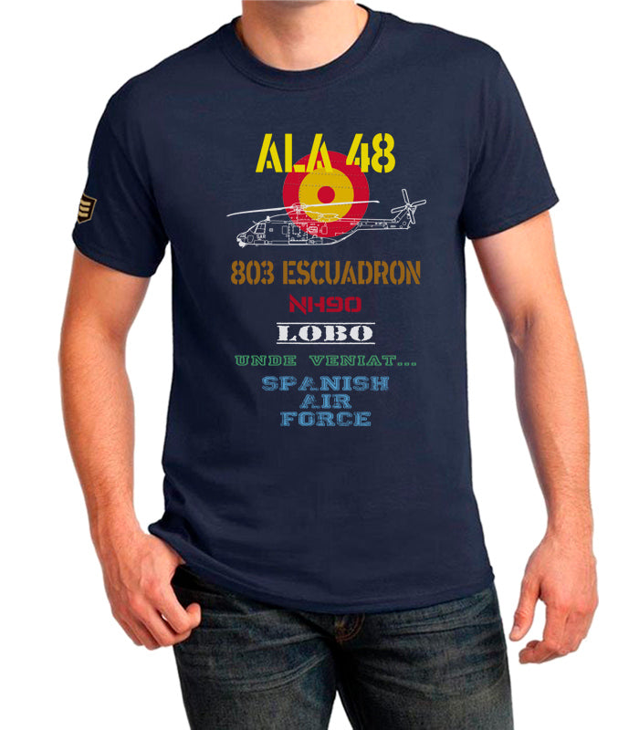 Camiseta militar Ala 48 803 Escuadrón NH90 escarapela