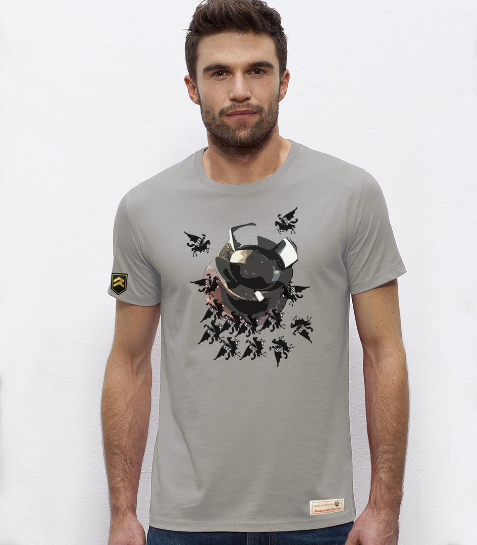 Camiseta premium Asedio al Castillo gris - Diseño retro arcade Colección COLO