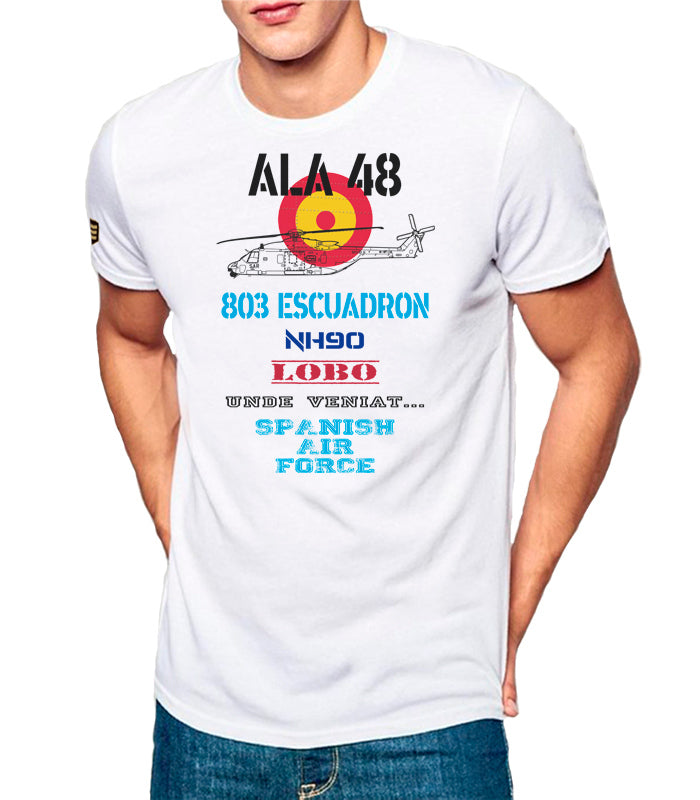 Camiseta militar Ala 48 803 Escuadrón NH90 escarapela