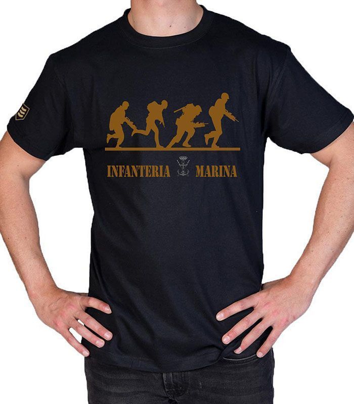 Camiseta Infantería de Marina Corriendo en color negro - Diseño exclusivo Armada Española
