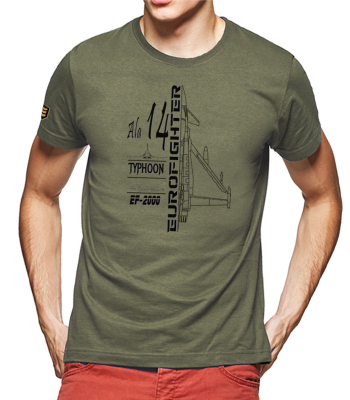 Camiseta Ala 14 Eurofighter Typhoon profile - Color verde caqui vista frontal
