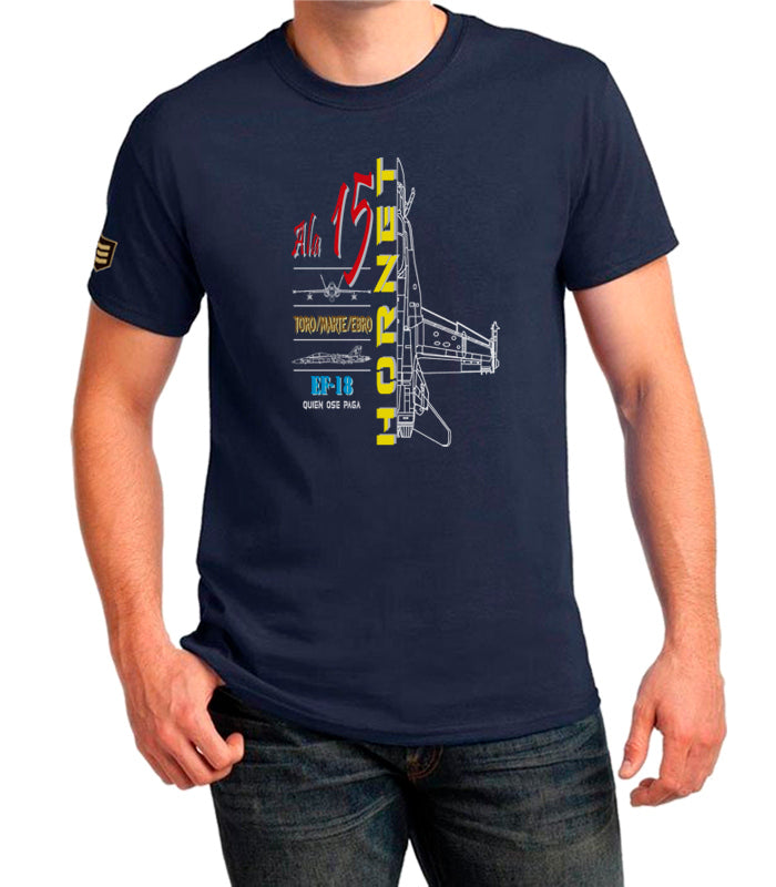 Camiseta Ala 15 EF-18 Hornet profile - Color azul marino vista frontal
