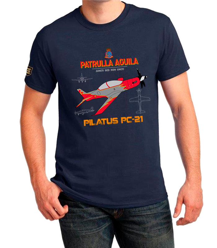 Camiseta militar Patrulla Águila Pilatus PC-21 color azul marino - Fuerza Aérea Española Escuadrones

