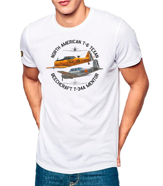 Camiseta militar formación T-6 Texan y Mentor color blanco - Aviación militar entrenamiento pilotos
