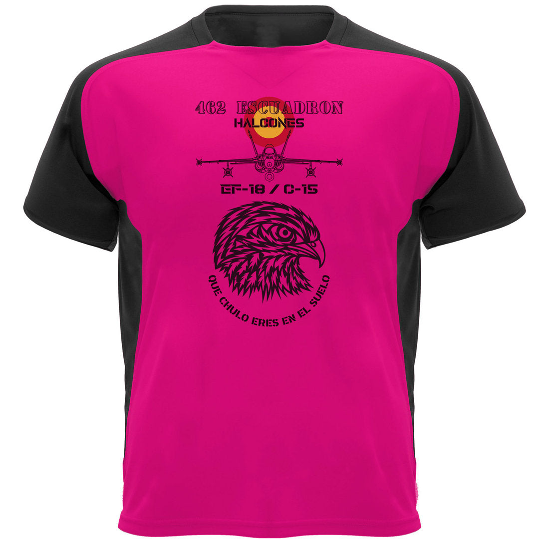 Camiseta técnica 462SQN Halcones fucsia fluor - vista frontal EF-18 Hornet heritage
