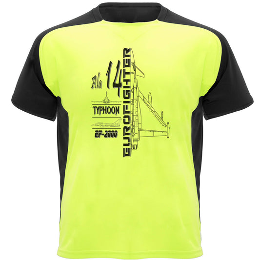 Camiseta técnica Ala 14 Eurofighter Typhoon amarillo fluor - vista frontal perfil
