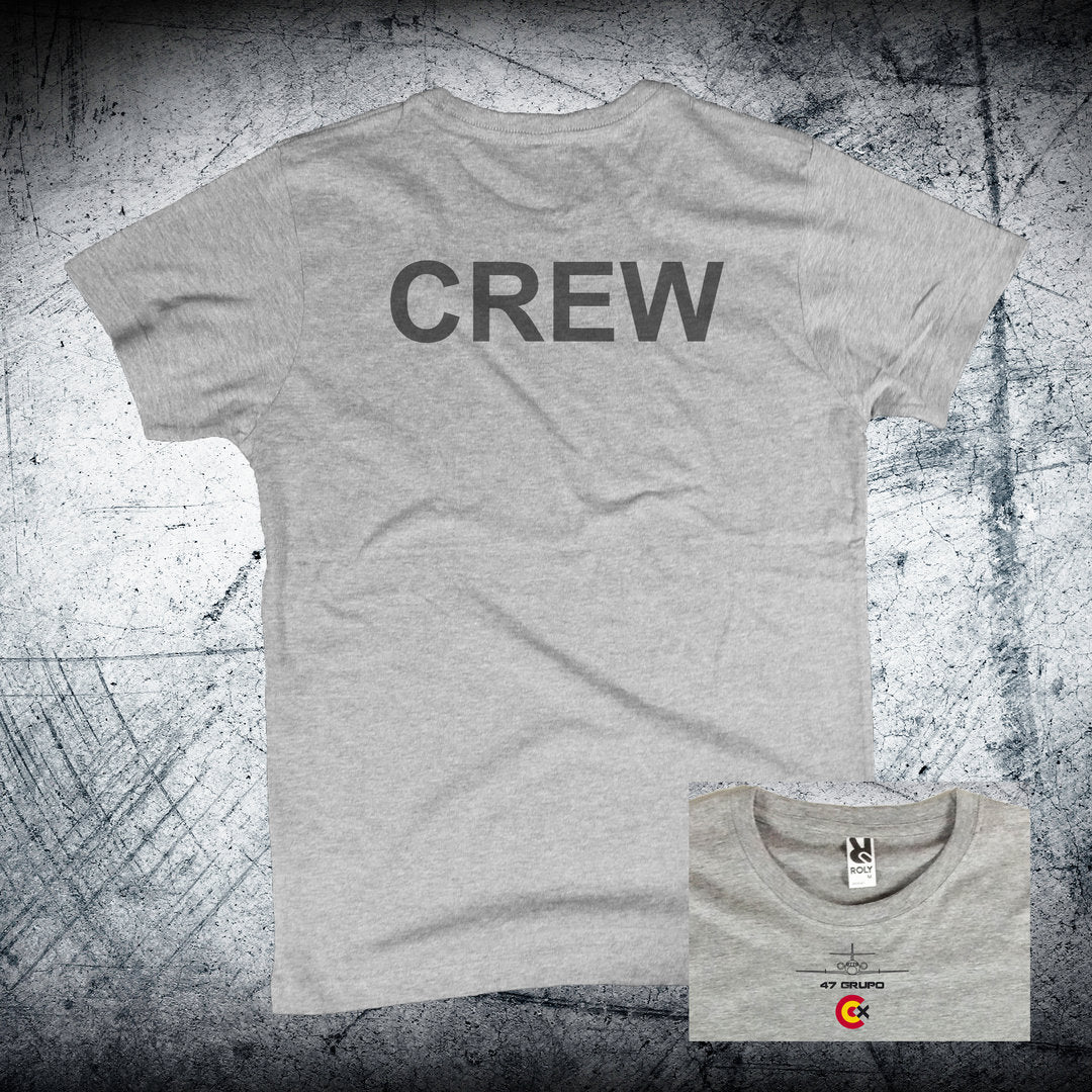 Camiseta 47 Grupo FALCON Diseño Trasera CREW color gris vigore - Tripulación aviación militar Ejército del Aire
