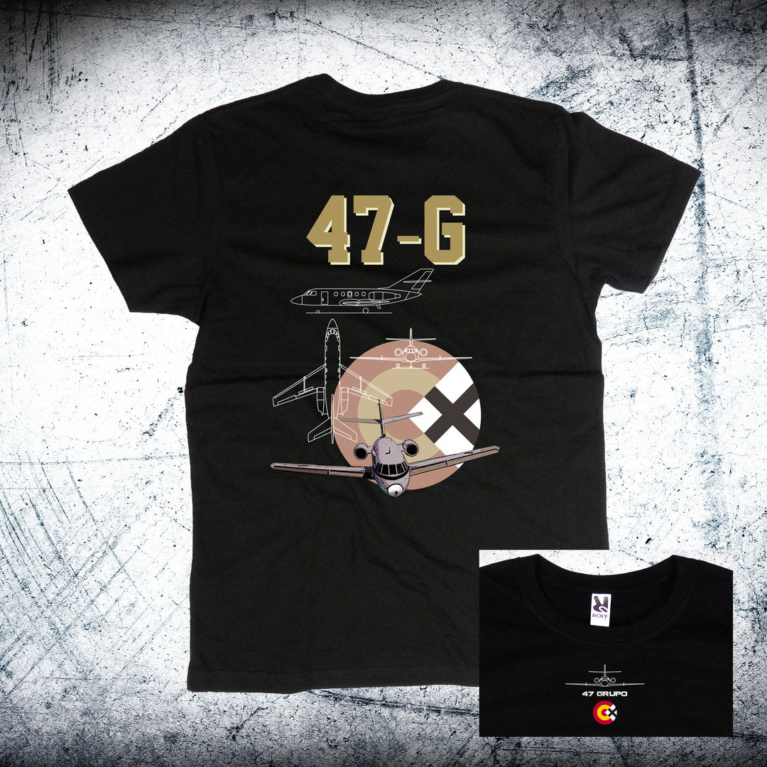 Camiseta 47 Grupo FALCON Diseño Trasera Escarapela color negro - Aviación militar Ejército del Aire

