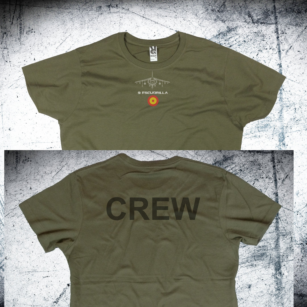 Camiseta 9ª Escuadrilla Diseño CREW color caqui - AV-8B Harrier II Escuadrones
