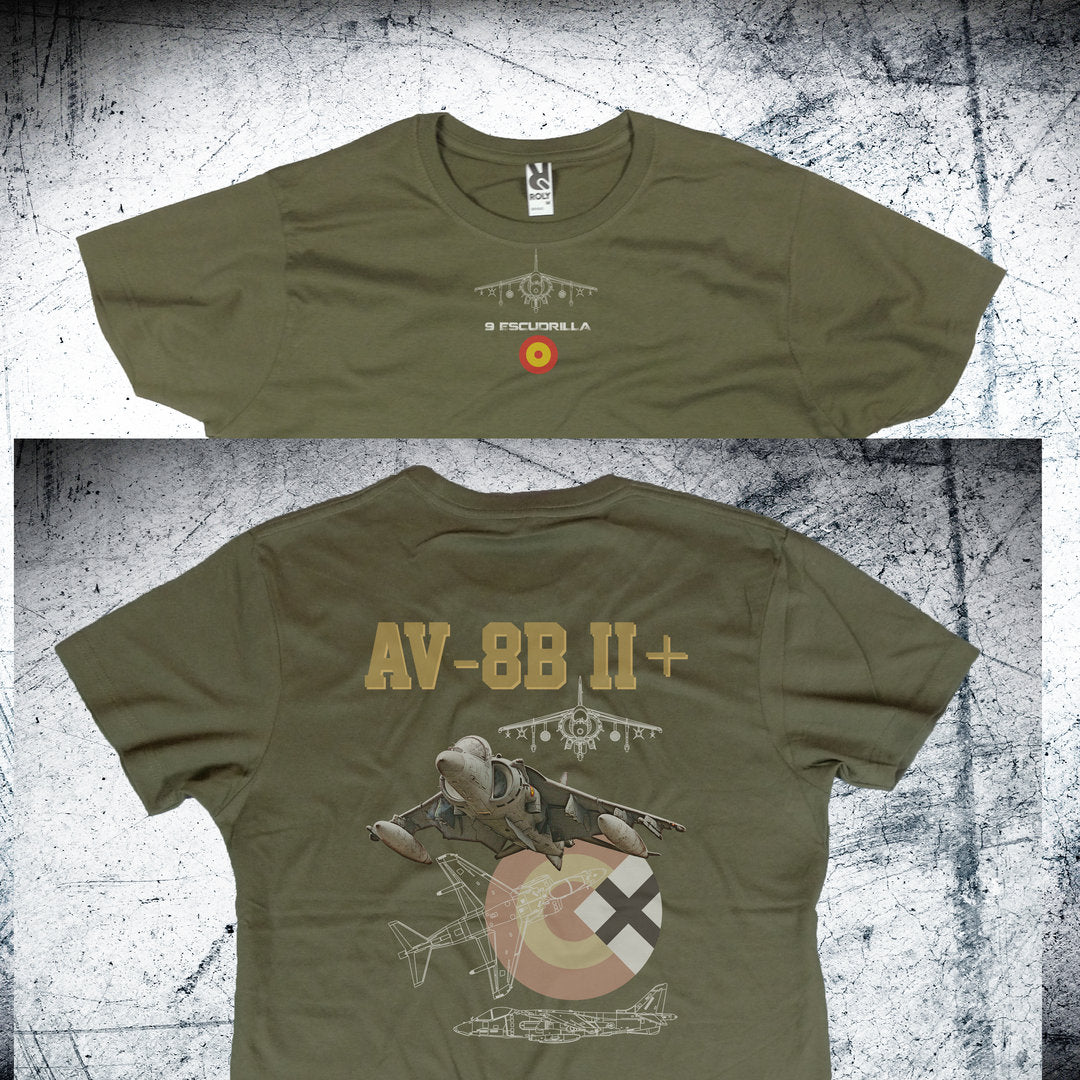 Camiseta 9ª Escuadrilla Escarapela Trasera color caqui - AV-8B Harrier II Escuadrones

