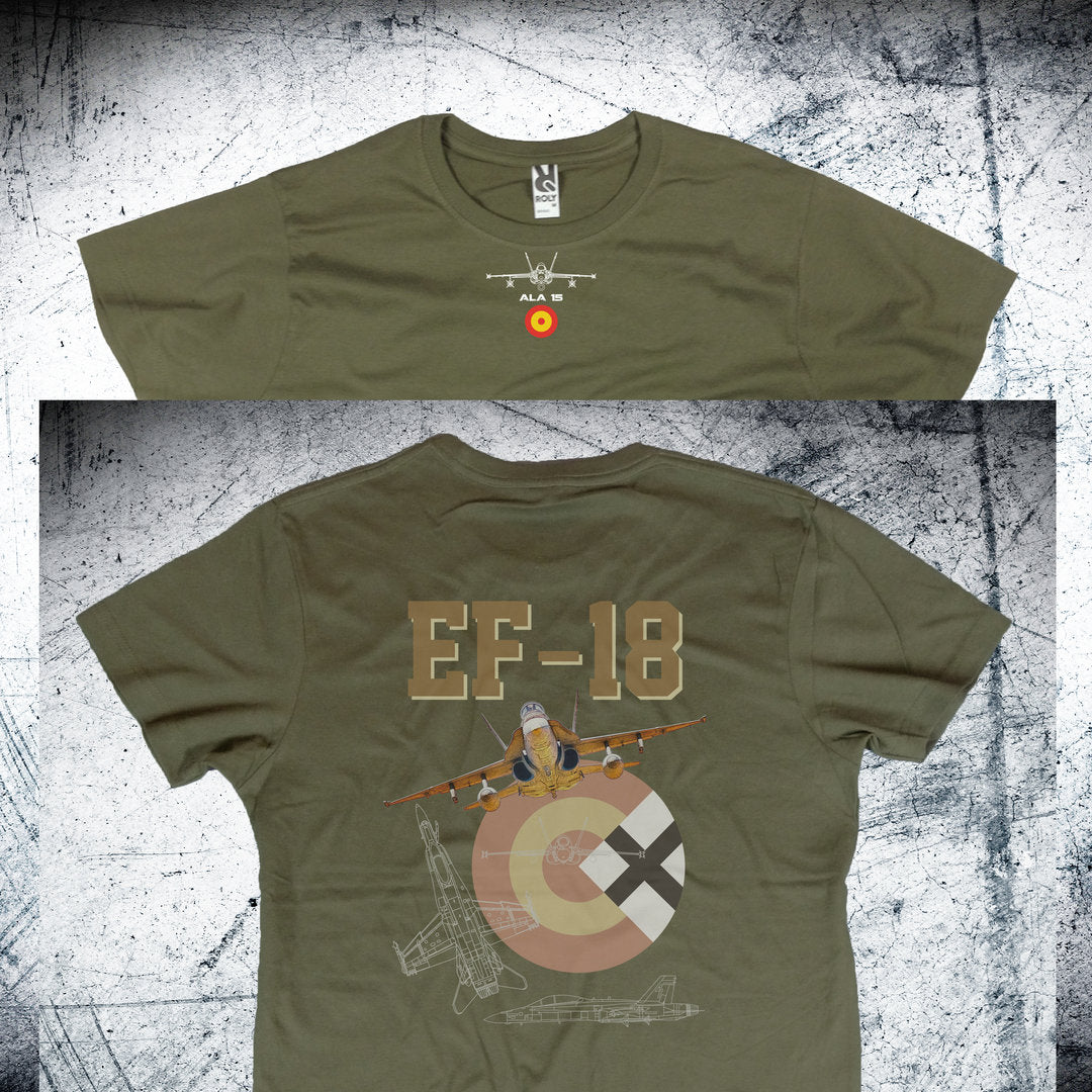 Camiseta Ala 15 diseño trasera escarapela color caqui - F-18 Hornet Escuadrones
