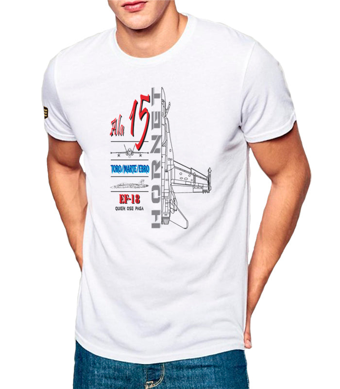 Camiseta Ala 15 EF-18 Hornet profile - Diseño aviación militar estampación HD
