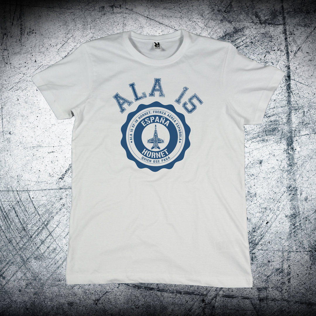 Camiseta Ala 15 Medallón Azul con insignia oficial F-18 Hornet - Escuadrones
