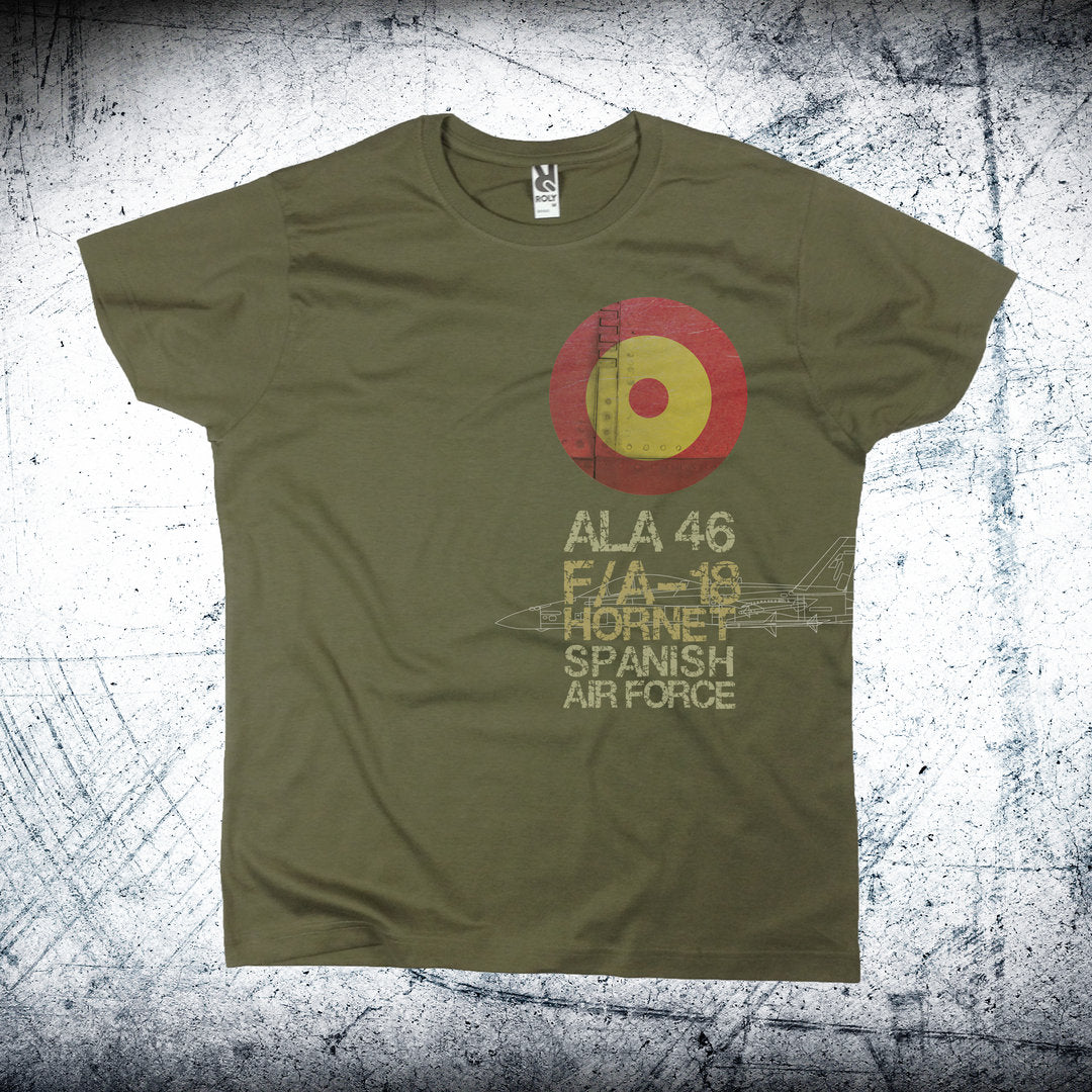 Camiseta Ala 46 Roundel Chapa color caqui - Diseño exclusivo escuadrón F-18 Hornet
