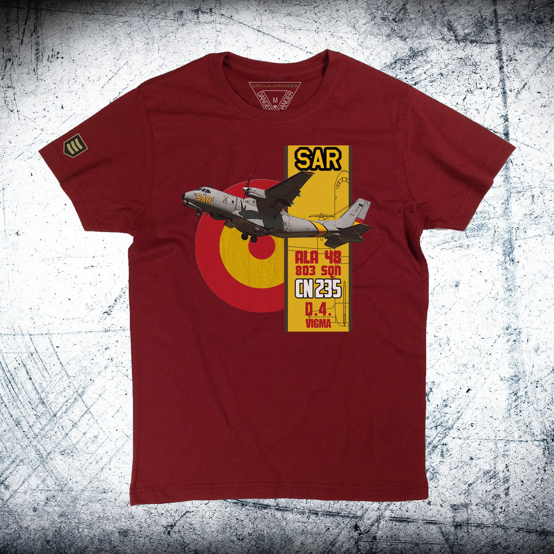 Camiseta Ala 48 Bloque CN-235 color burdeos - Avión transporte CASA CN-235 Ejército del Aire
