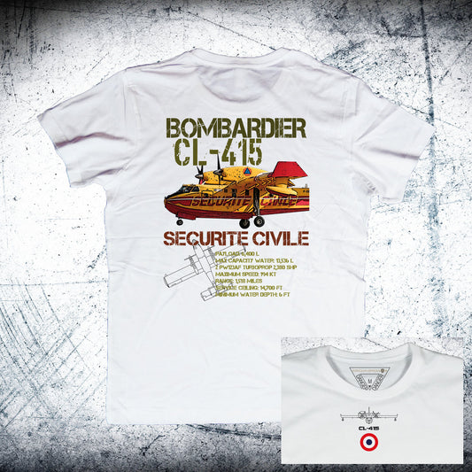 Camiseta BOMBARDIER CL-415 SECURITE CIVILE Ordnance trasera