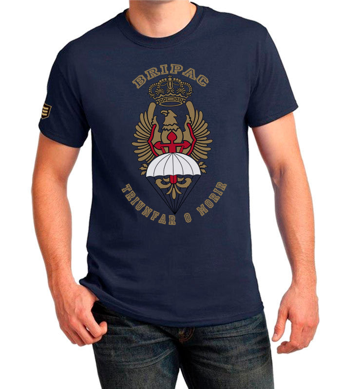Camiseta BRIPAC Triunfar o Morir color azul marino - Brigada Paracaidista Ejército Tierra Escuadrones
