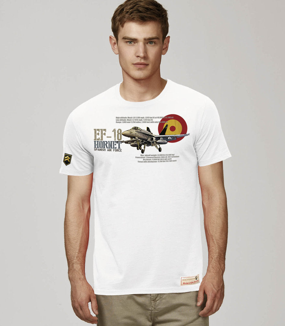 Camiseta premium F-18 Hornet algodón orgánico OCS - Diseño exclusivo aviación militar española